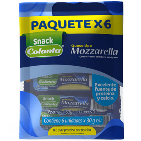 SNACK QUESO MOZZARELLA COLANTA 6U 180G
