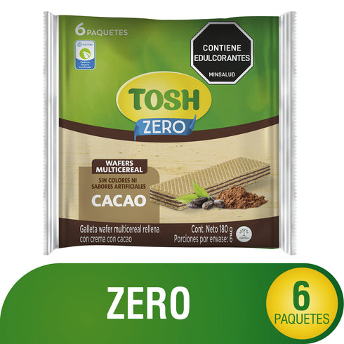 GALLETA WAFER CACAO 6U 180G TOSH MUL