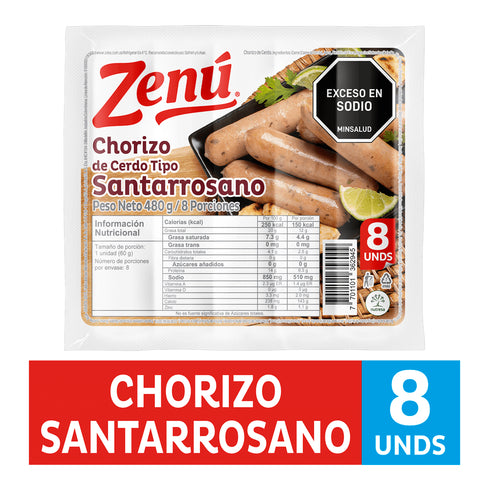 CHORIZO ZENU 8U 480G SANTARROSANO