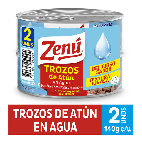 ATUN ZENU 2U 280G TROZOS EN AGUA