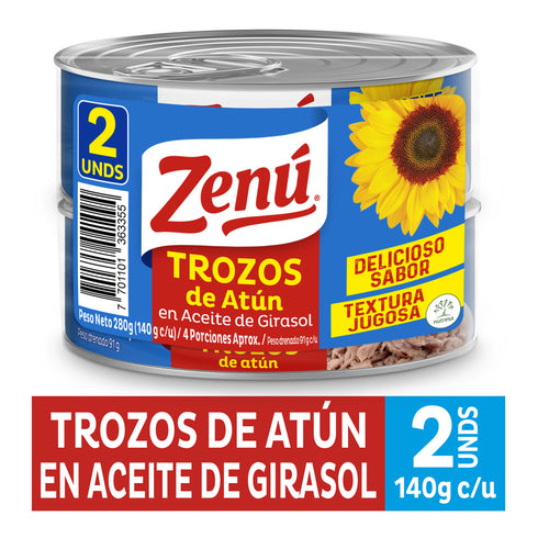 ATUN ZENU 2U 280G TROZOS ACEITE GIRASOL