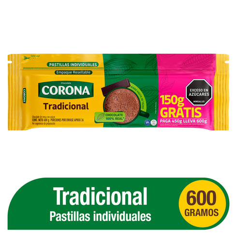 CHOCOLATE CORONA 600G CLASICO EXTRACONTE