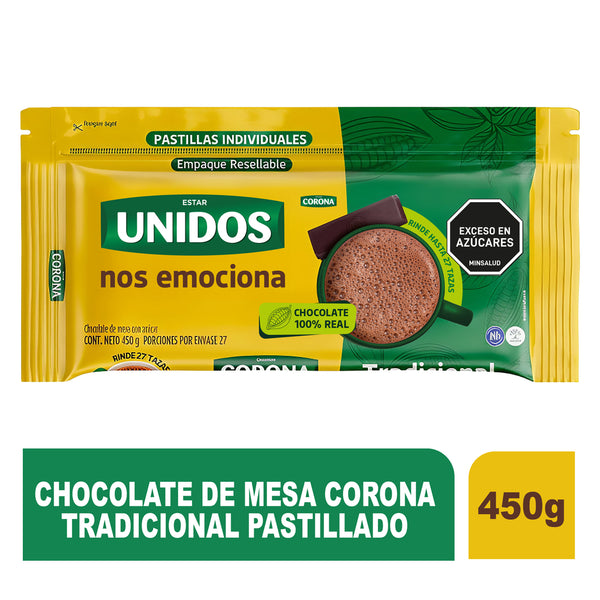 CHOCOLATE CORONA 450G PASTILLAS