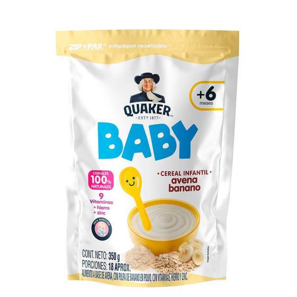 cereal baby quaker 350g avena/banano