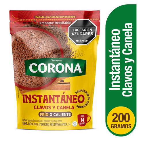 CHOCOLATE CORONA 200G CLAVOS/CANELA INSTANTÁNEO