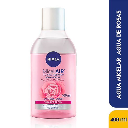 agua micelar nivea 400ml facial rosas