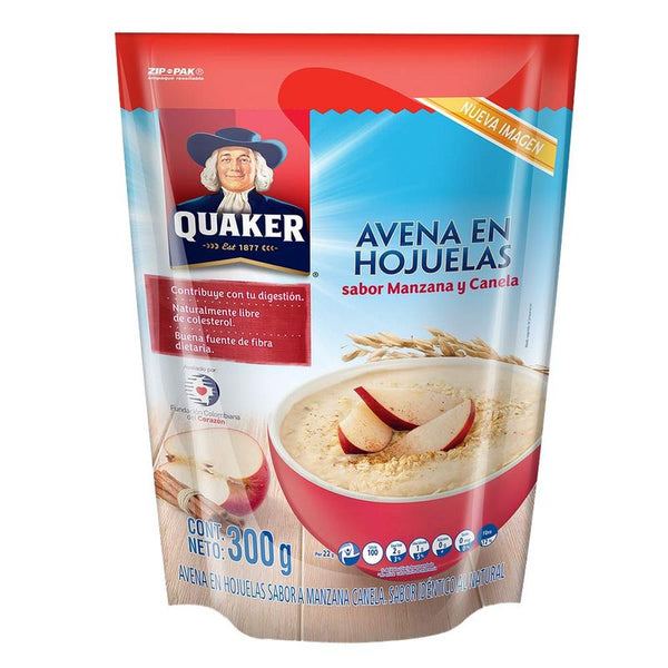 AVENA QUAKER 300G HOJUELAS MANZANA/CANEL