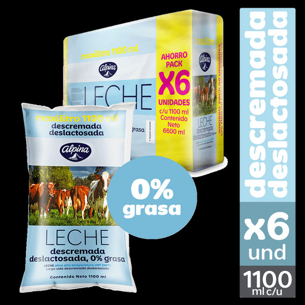LECHE ALPINA 6U 6600ML BOLSA DESLA/DESCR