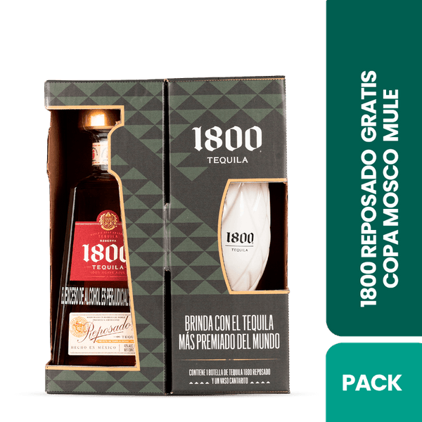 TEQUILA 1800 750ML REPOSADO + VASO