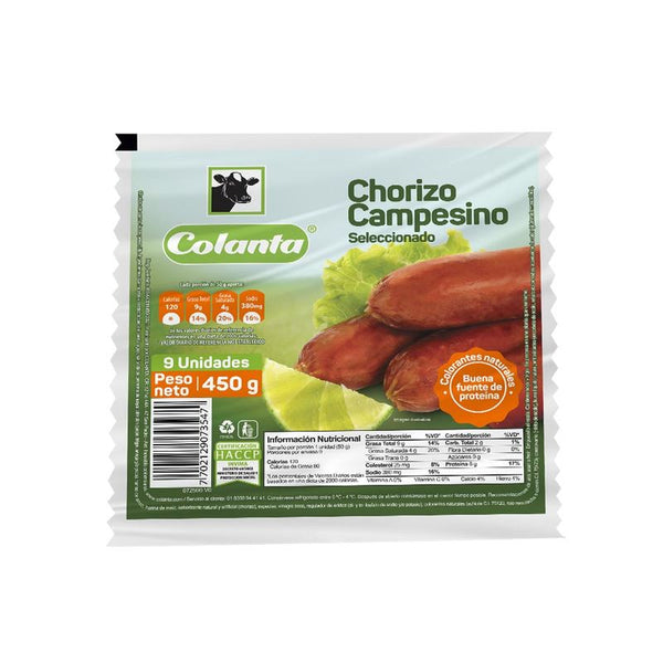 CHORIZO COLANTA 9U 450G CAMPESINO