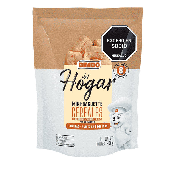 pan mini-baguette bimbo 8u 400g cereales
