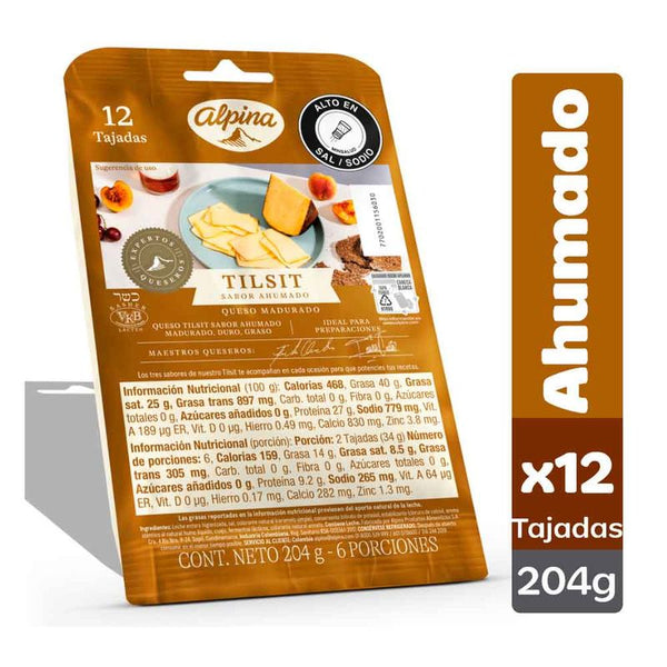 QUESO ALPINA 12U 204G TILSIT AHUMADO