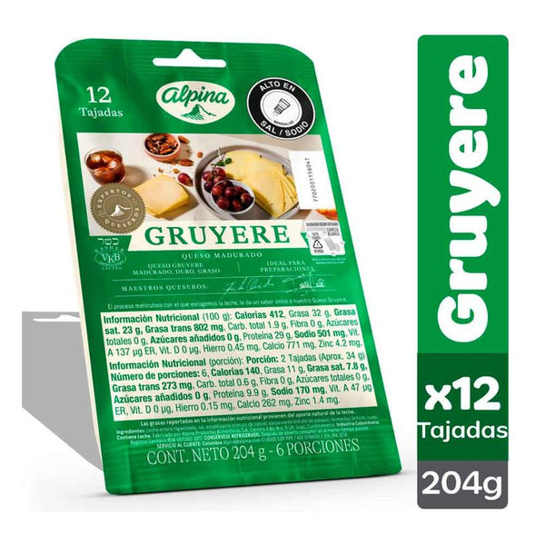 QUESO ALPINA 12U 204G GRUYERE
