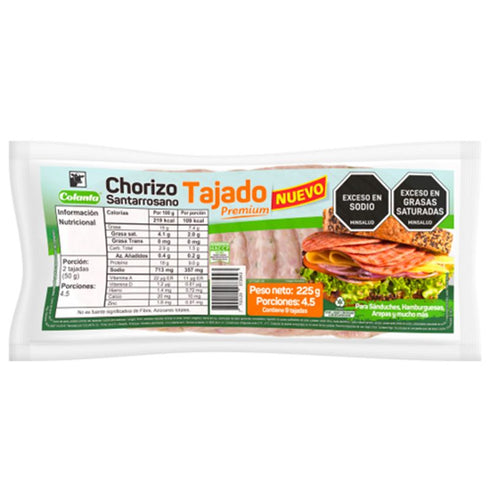 CHORIZO SANTARROSANO COLANTA 225G TAJADO