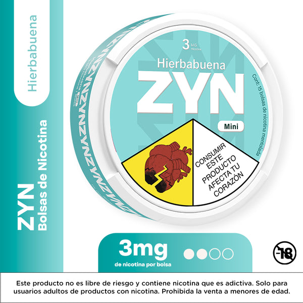 BOLSAS NICOTINA ZYN 3MG HIERBABUENA