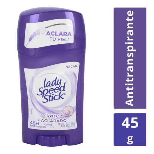 Desodorante Mujer Lady Speed Stick Derma + Aclarado Nácar Barra 45 g