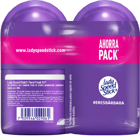 Desodorante Mujer Lady Speed Stick Roll On Floral Fresh 48h 50ml x2