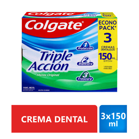 Crema Dental Colgate Triple Accion 150ml x3