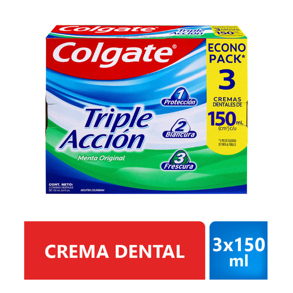 Crema Dental Colgate Triple Accion 150ml x3