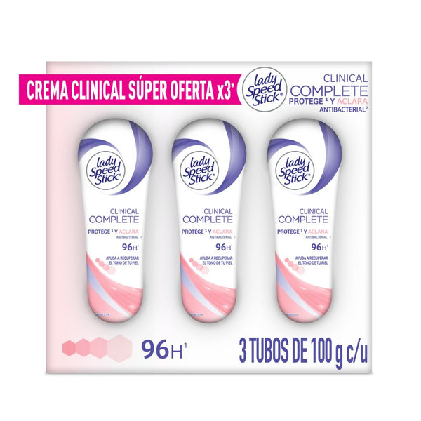Desodorante Clinical Lady Speed Stick Protege y Aclara 3x100 g