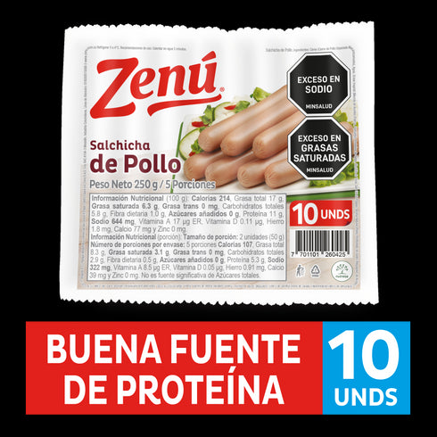 SALCHICHA ZENU 250G POLLO