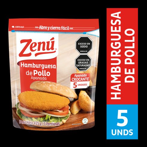 HAMBURGUESA ZENU 425G POLLO APANADO