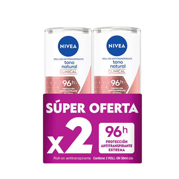 DESOD NIVEA 2U 100ML ROLLON CLIN TON/NAT