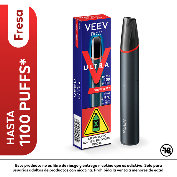 VAPEADOR VEEV 2ML 1200 PUFF ULTRA FRESA
