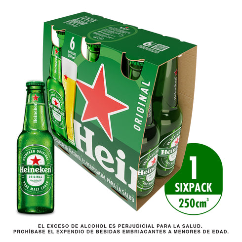 CERVEZA HEINEKEN 6U 250ML BOTELLA