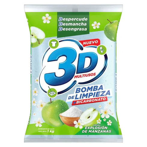 DETERG 3D 1000G POLVO MULTIUSOS MANZANA