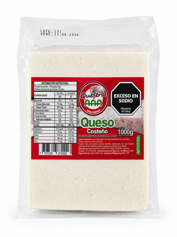 QUESO AAA 1000GR COSTENO BLOQUE