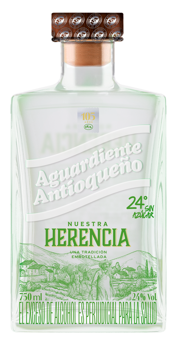 AGUARDIENTE ANTIOQUENO 750ML HERENCIA SIN AZUCAR 24 GRADOS