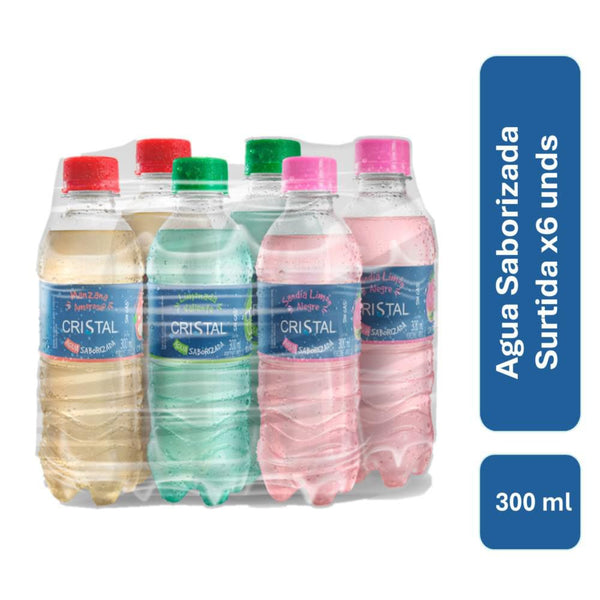 agua cristal 3u 300ml surtido
