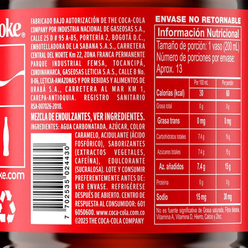 GASEOSA COCA COLA 2500ML ORIGINAL