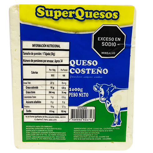QUESO SUPERQUESOS 1000G COSTEÑO BLOQUE