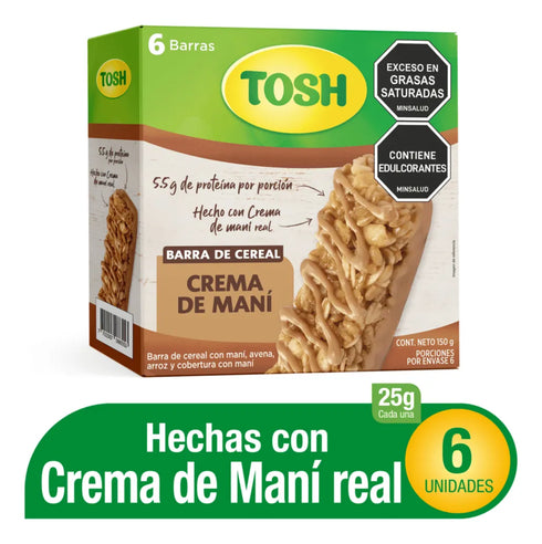 BARRA TOSH 6U 150G CON CREMA DE MANI