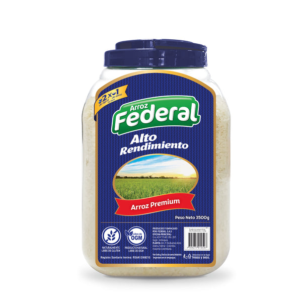 ARROZ FEDERAL 3500G ALTO RENDIMIENTO TARRO