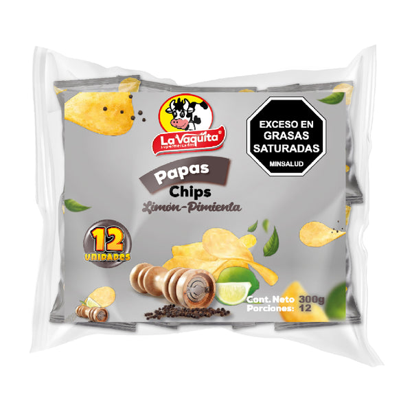 PAPA LA VAQUITA 12U 300G LIMON/PIMIENTA