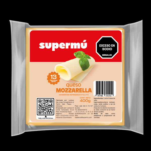 QUESO SUPERMU MOZZARELLA 13U 400G AL VACIO