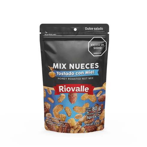 MIX NUECES RIOVALLE 80G TOSTADA CON MIEL