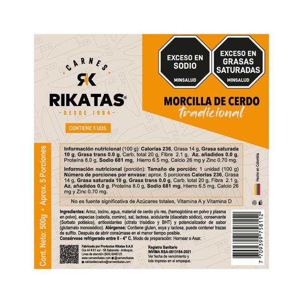MORCILLA RIKATAS 500G TRADICIONAL