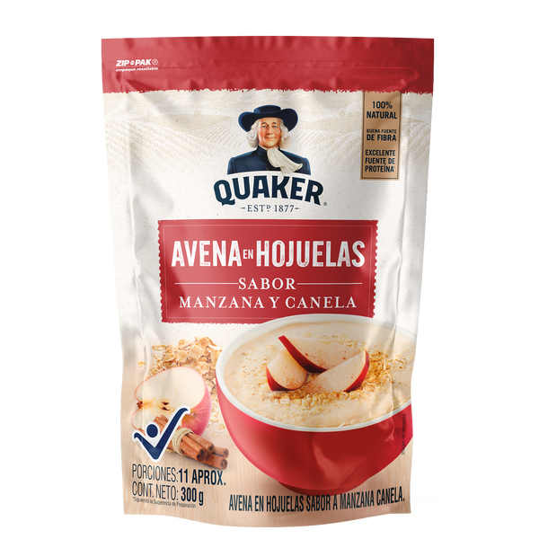 AVENA QUAKER 300G HOJUELAS MANZANA/CANEL