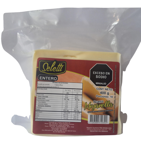 QUESO MOZARELLA SELETTI 400G ENTERO