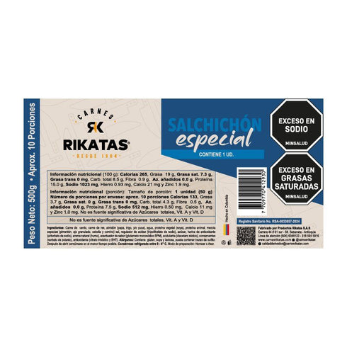 SALCHICHON RIKATAS 500G ESPECIAL