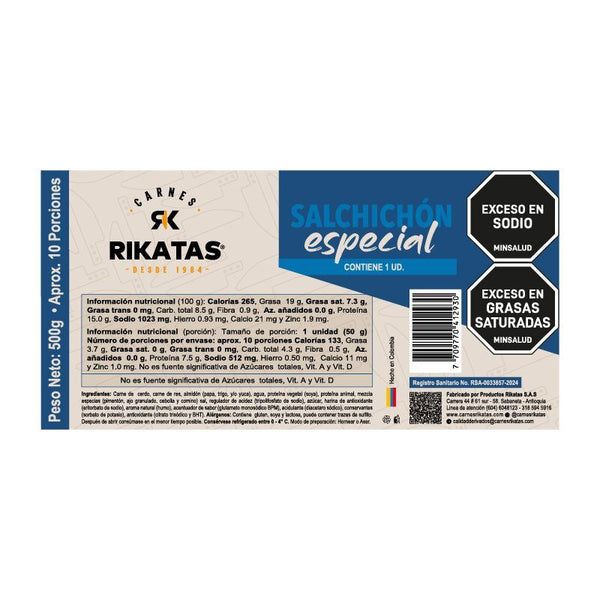 SALCHICHON RIKATAS 500G ESPECIAL