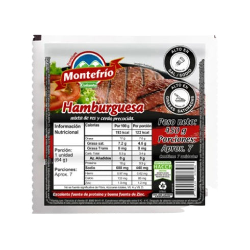 HAMBURGUESA MONTEFRIO 7U 450G