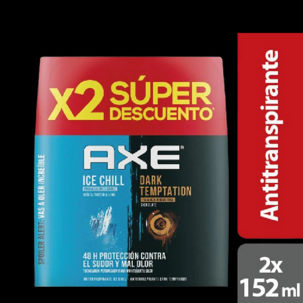 DESOD AXE 2U 304ML ICE CH+DARK TEMP AERO