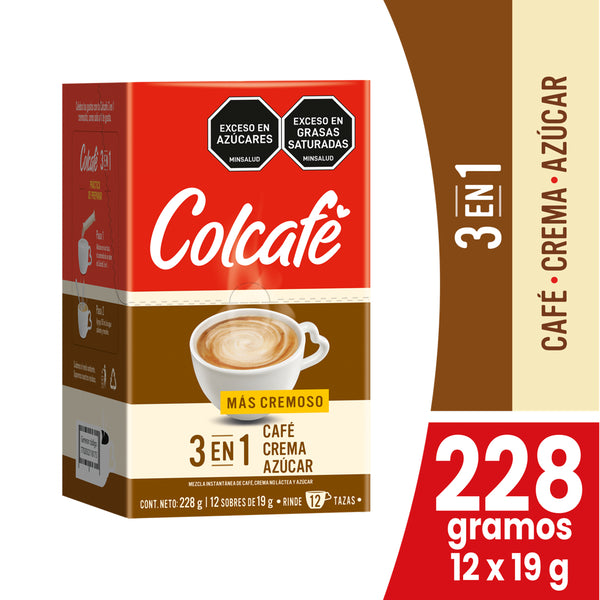 CAFE COLCAFE 19G 3 EN 1 12 SOBRES MAS CREMOSO