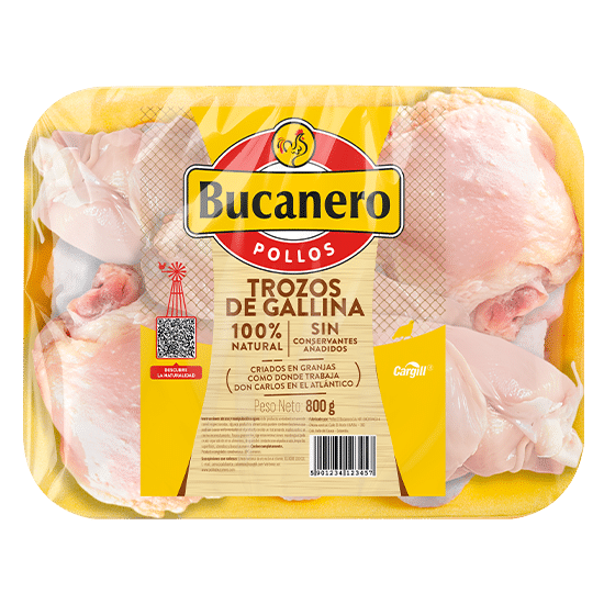 TROZOS DE GALLINA BUCANERO 800G BANDEJA