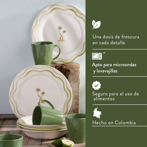 VAJILLA CORONA 12U 4PUESTOS BRISA